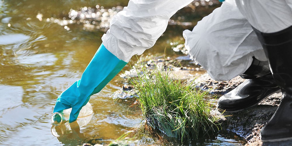 Woman with flask for expertise