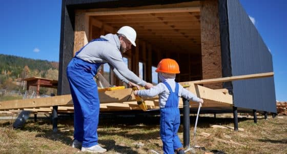 child at construction site